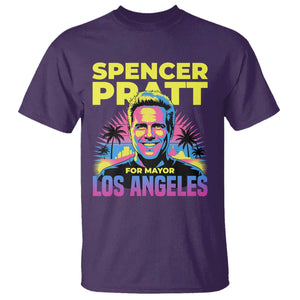 Spencer Pratt for Mayor Los Angeles Synthwave Graphic T Shirt Retro Neon California Supporter