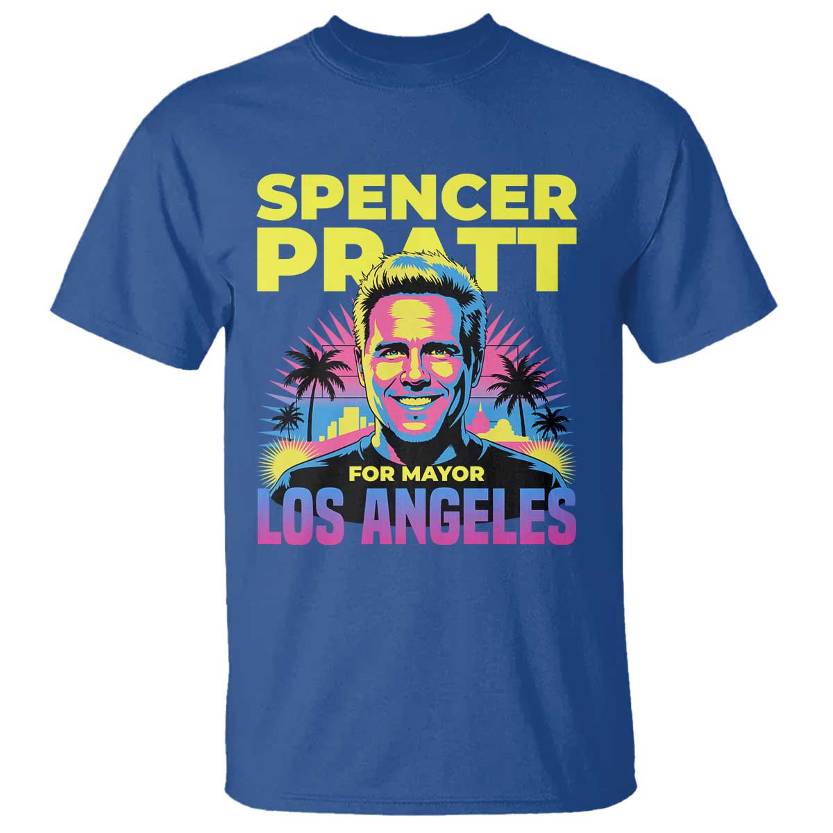 Spencer Pratt for Mayor Los Angeles Synthwave Graphic T Shirt Retro Neon California Supporter