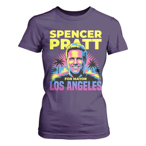 Spencer Pratt for Mayor Los Angeles Synthwave Graphic T Shirt For Women Retro Neon California Supporter TS02 Purple Print Your Wear