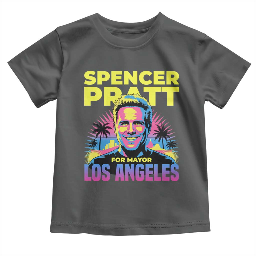 Spencer Pratt for Mayor Los Angeles Synthwave Graphic Toddler T Shirt Retro Neon California Supporter TS02 Dark Heather Print Your Wear