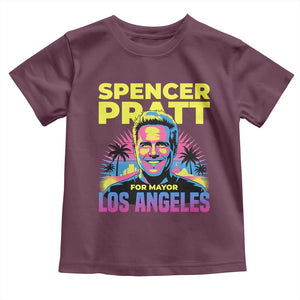 Spencer Pratt for Mayor Los Angeles Synthwave Graphic Toddler T Shirt Retro Neon California Supporter TS02 Maroon Print Your Wear