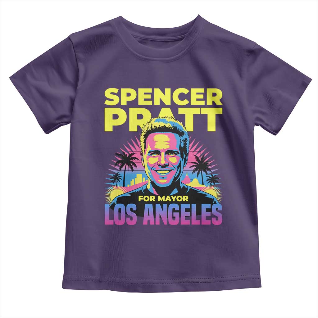 Spencer Pratt for Mayor Los Angeles Synthwave Graphic Toddler T Shirt Retro Neon California Supporter TS02 Purple Print Your Wear