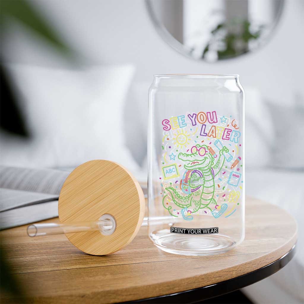 See You Later Alligator Last Day Of School Glass Can Cute Neon Chalkboard Kindergarten Graduation
