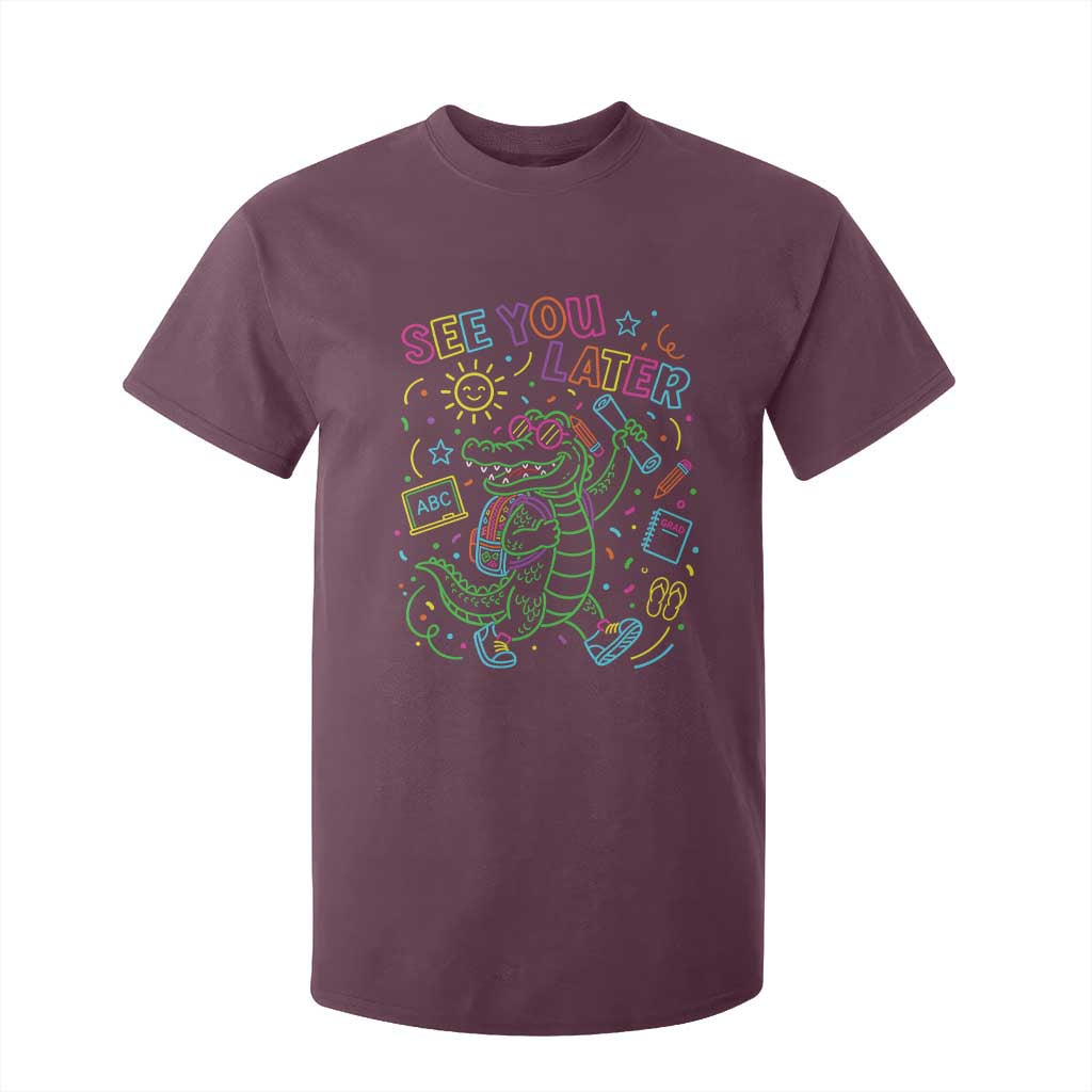 See You Later Alligator Last Day Of School T Shirt For Kid Cute Neon Chalkboard Kindergarten Graduation