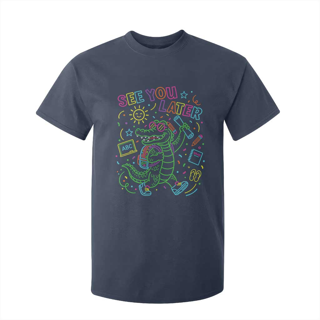 See You Later Alligator Last Day Of School T Shirt For Kid Cute Neon Chalkboard Kindergarten Graduation