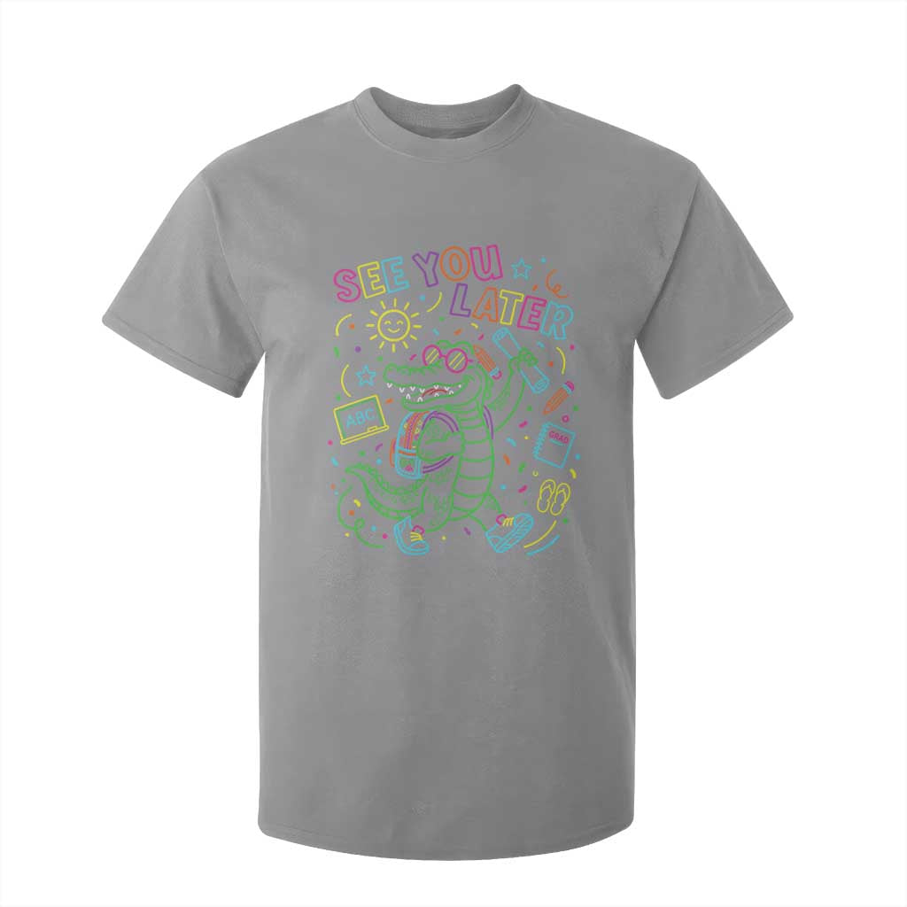 See You Later Alligator Last Day Of School T Shirt For Kid Cute Neon Chalkboard Kindergarten Graduation