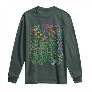 See You Later Alligator Last Day Of School Long Sleeve Shirt Cute Neon Chalkboard Kindergarten Graduation