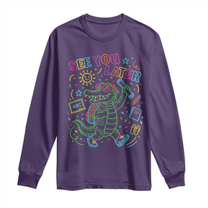 See You Later Alligator Last Day Of School Long Sleeve Shirt Cute Neon Chalkboard Kindergarten Graduation