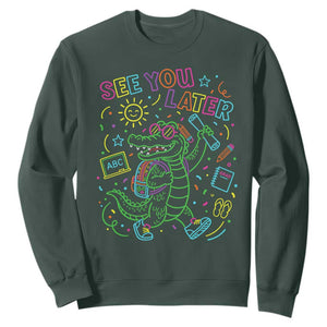 See You Later Alligator Last Day Of School Sweatshirt Cute Neon Chalkboard Kindergarten Graduation