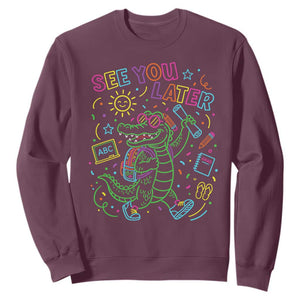 See You Later Alligator Last Day Of School Sweatshirt Cute Neon Chalkboard Kindergarten Graduation