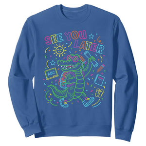 See You Later Alligator Last Day Of School Sweatshirt Cute Neon Chalkboard Kindergarten Graduation