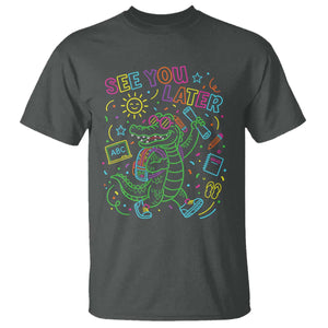 See You Later Alligator Last Day Of School T Shirt Cute Neon Chalkboard Kindergarten Graduation
