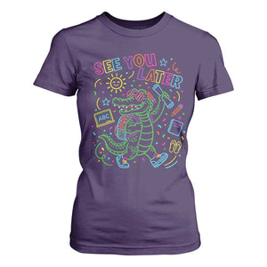 See You Later Alligator Last Day Of School T Shirt For Women Cute Neon Chalkboard Kindergarten Graduation