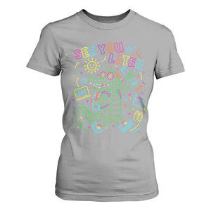 See You Later Alligator Last Day Of School T Shirt For Women Cute Neon Chalkboard Kindergarten Graduation