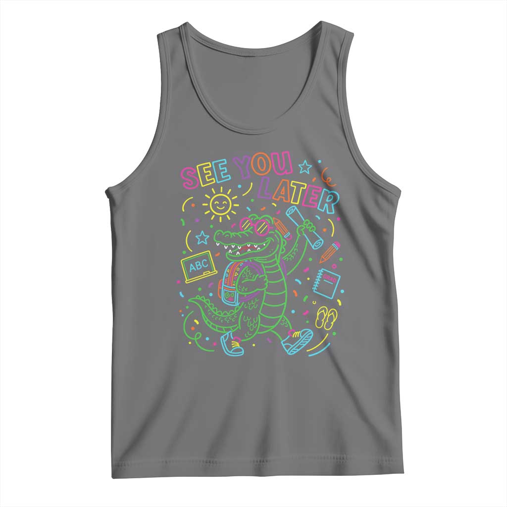 See You Later Alligator Last Day Of School Tank Top Cute Neon Chalkboard Kindergarten Graduation
