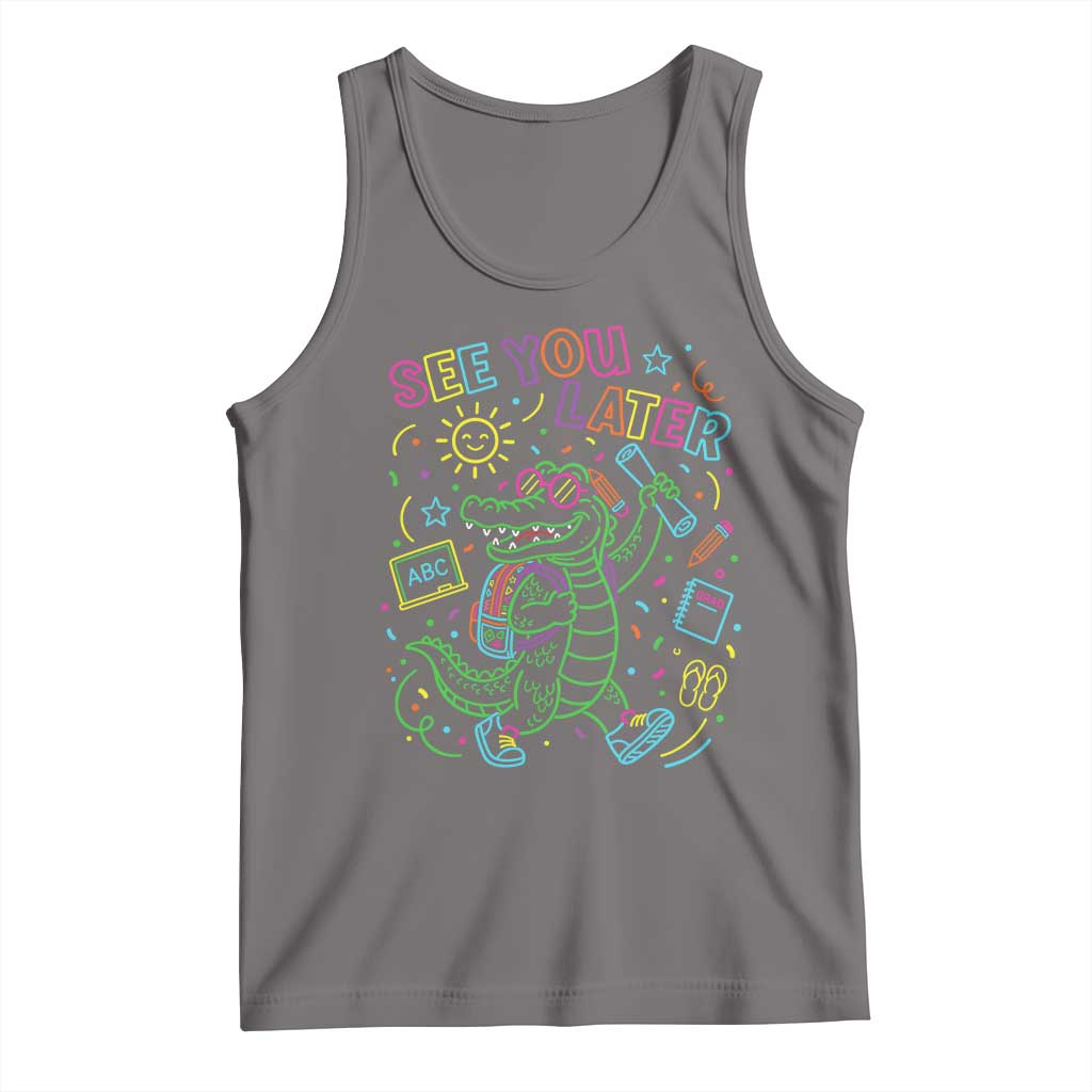 See You Later Alligator Last Day Of School Tank Top Cute Neon Chalkboard Kindergarten Graduation