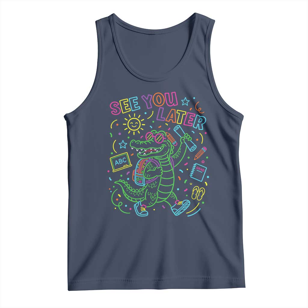 See You Later Alligator Last Day Of School Tank Top Cute Neon Chalkboard Kindergarten Graduation