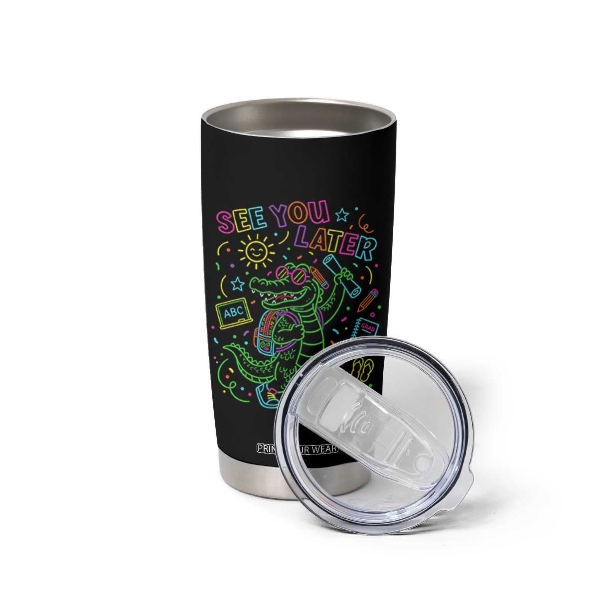 See You Later Alligator Last Day Of School Tumbler Cup Cute Neon Chalkboard Kindergarten Graduation