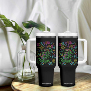 See You Later Alligator Last Day Of School Tumbler With Handle Cute Neon Chalkboard Kindergarten Graduation