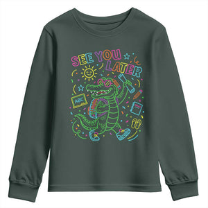 See You Later Alligator Last Day Of School Youth Sweatshirt Cute Neon Chalkboard Kindergarten Graduation