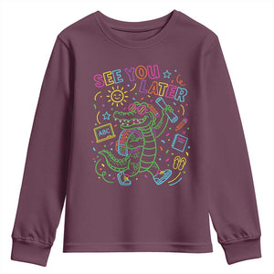 See You Later Alligator Last Day Of School Youth Sweatshirt Cute Neon Chalkboard Kindergarten Graduation