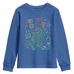 See You Later Alligator Last Day Of School Youth Sweatshirt Cute Neon Chalkboard Kindergarten Graduation