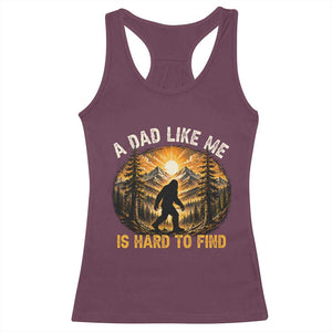 Retro Bigfoot Dad Like Me Is Hard To Find Racerback Tank Top Sasquatch Gift for Outdoorsy Fathers Myth Seekers