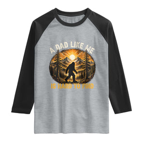 Retro Bigfoot Dad Like Me Is Hard To Find Raglan Shirt Sasquatch Gift for Outdoorsy Fathers Myth Seekers