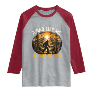 Retro Bigfoot Dad Like Me Is Hard To Find Raglan Shirt Sasquatch Gift for Outdoorsy Fathers Myth Seekers