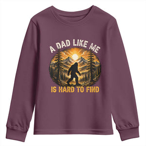 Retro Bigfoot Dad Like Me Is Hard To Find Youth Sweatshirt Sasquatch Gift for Outdoorsy Fathers Myth Seekers