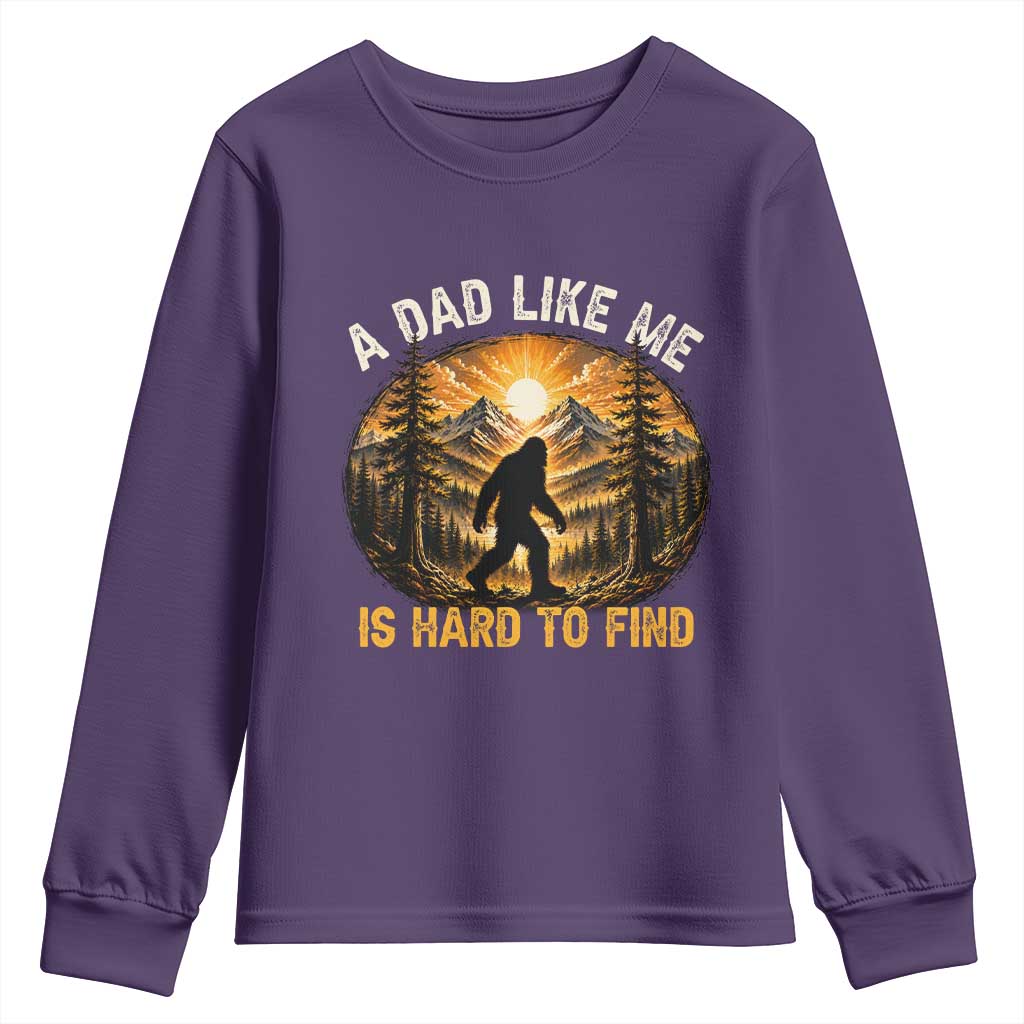 Retro Bigfoot Dad Like Me Is Hard To Find Youth Sweatshirt Sasquatch Gift for Outdoorsy Fathers Myth Seekers