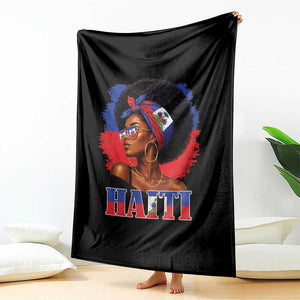 Haitian Queen Afro Melanin Graphic Throw Blanket Haiti Flag Heritage Pride TS02 Print Your Wear