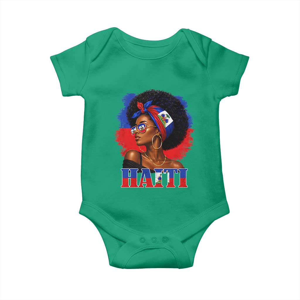Haitian Queen Afro Melanin Graphic Baby Onesie Haiti Flag Heritage Pride TS02 Irish Green Print Your Wear