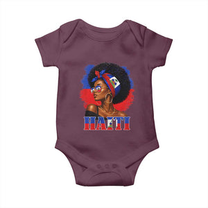 Haitian Queen Afro Melanin Graphic Baby Onesie Haiti Flag Heritage Pride TS02 Maroon Print Your Wear
