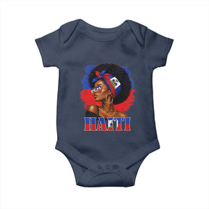 Haitian Queen Afro Melanin Graphic Baby Onesie Haiti Flag Heritage Pride TS02 Navy Print Your Wear