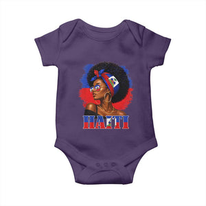 Haitian Queen Afro Melanin Graphic Baby Onesie Haiti Flag Heritage Pride TS02 Purple Print Your Wear