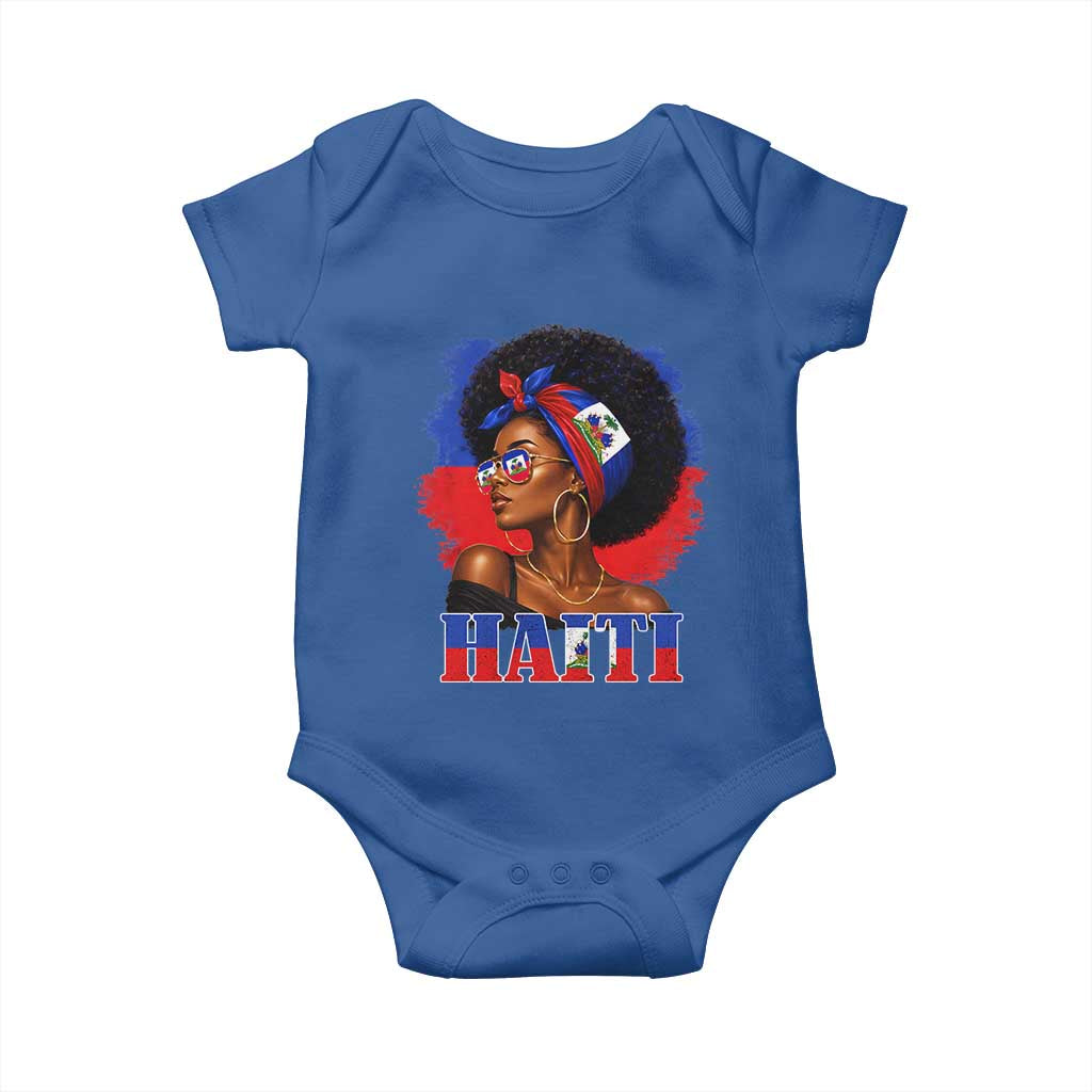 Haitian Queen Afro Melanin Graphic Baby Onesie Haiti Flag Heritage Pride TS02 Royal Blue Print Your Wear