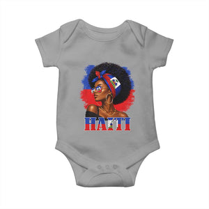 Haitian Queen Afro Melanin Graphic Baby Onesie Haiti Flag Heritage Pride TS02 Sport Gray Print Your Wear