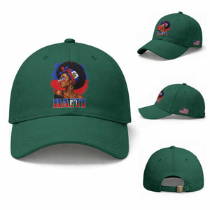 Haitian Queen Afro Melanin Graphic Baseball Cap Haiti Flag Heritage Pride TS02 Baseball Cap Universal Fit Irish Green Print Your Wear