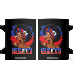 Haitian Queen Afro Melanin Graphic Coffee Mug Haiti Flag Heritage Pride TS02 Black Print Your Wear