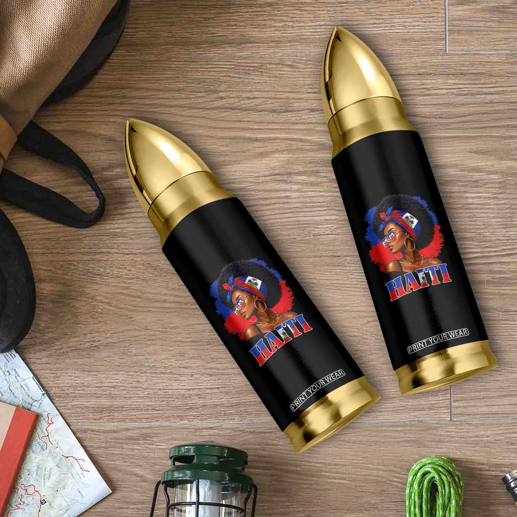 Haitian Queen Afro Melanin Graphic Bullet Tumbler Haiti Flag Heritage Pride TS02 Print Your Wear