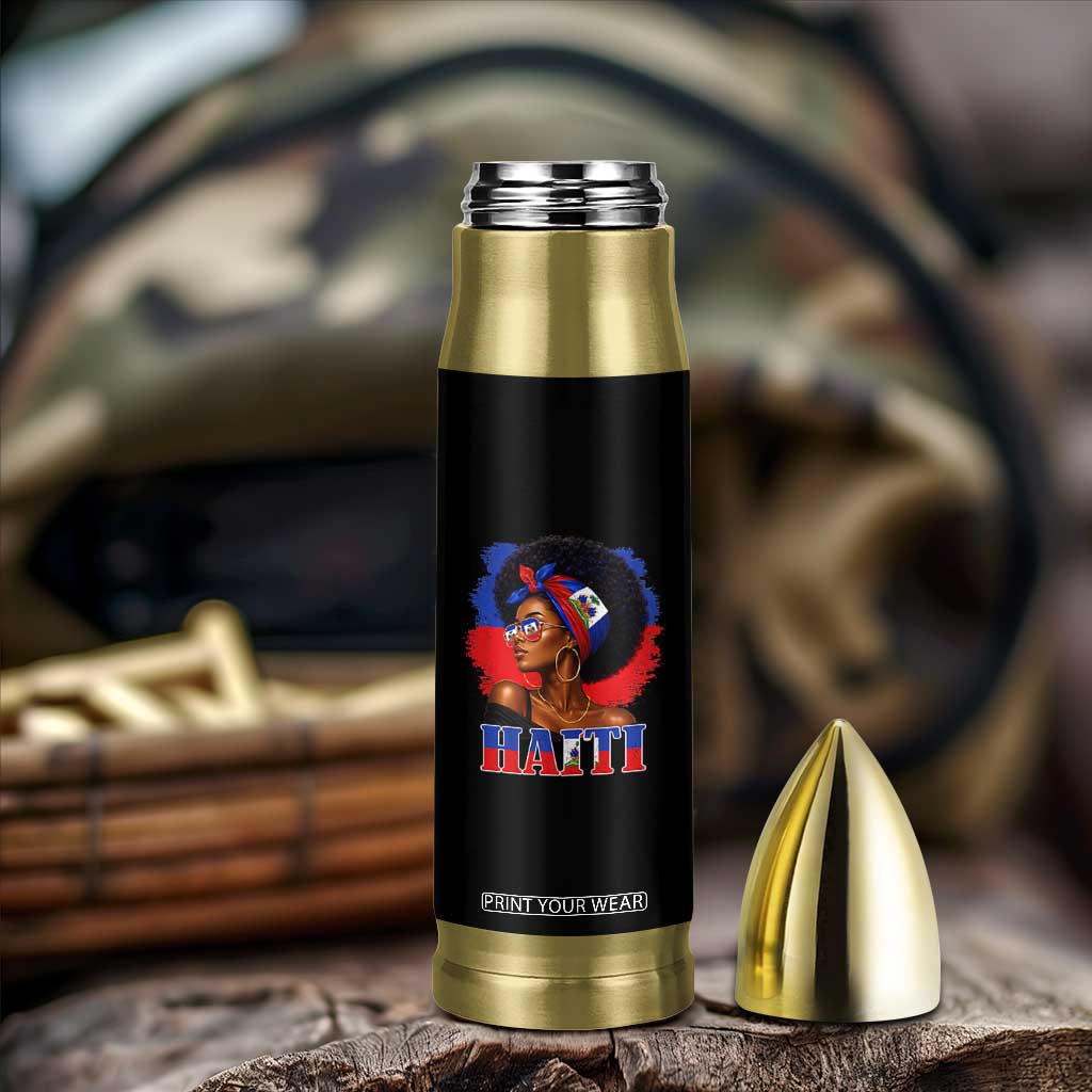Haitian Queen Afro Melanin Graphic Bullet Tumbler Haiti Flag Heritage Pride TS02 Print Your Wear
