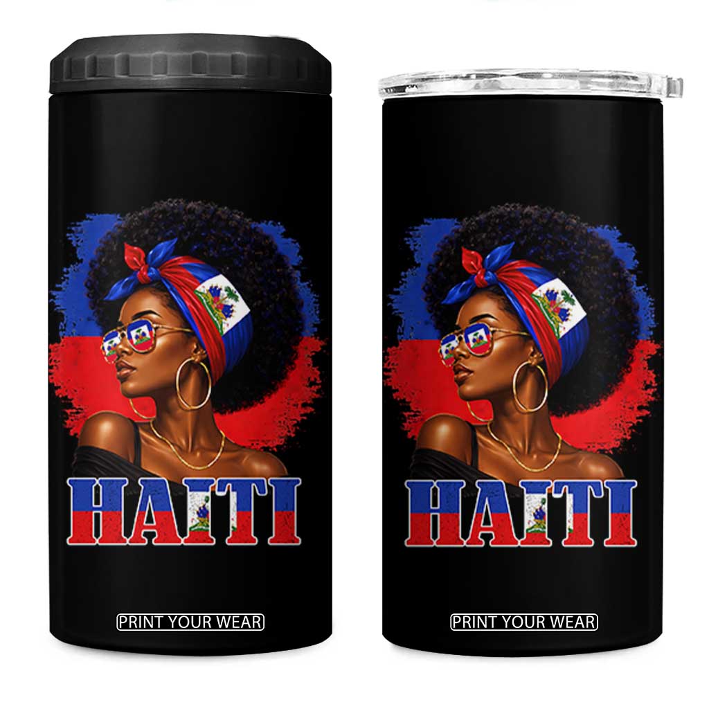 Haitian Queen Afro Melanin Graphic 4 in 1 Can Cooler Tumbler Haiti Flag Heritage Pride TS02 One Size: 16 oz Black Print Your Wear