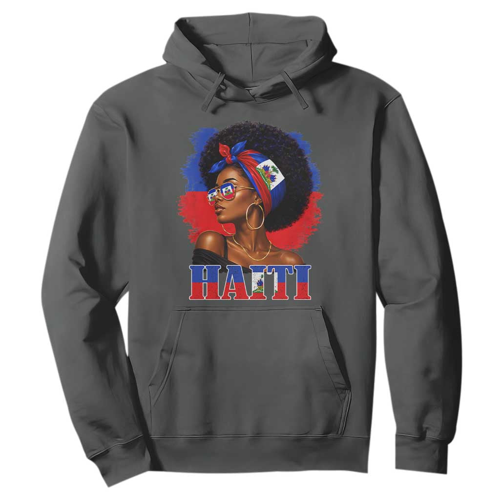 Haitian Queen Afro Melanin Graphic Hoodie Haiti Flag Heritage Pride TS02 Dark Heather Print Your Wear