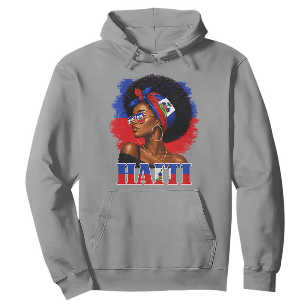 Haitian Queen Afro Melanin Graphic Hoodie Haiti Flag Heritage Pride TS02 Sport Gray Print Your Wear
