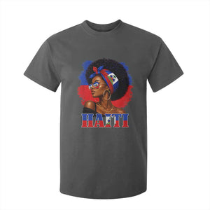 Haitian Queen Afro Melanin Graphic T Shirt For Kid Haiti Flag Heritage Pride TS02 Dark Heather Print Your Wear