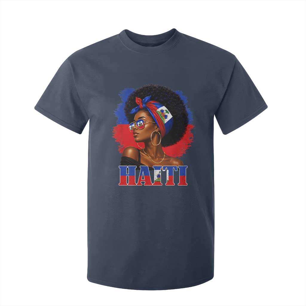 Haitian Queen Afro Melanin Graphic T Shirt For Kid Haiti Flag Heritage Pride TS02 Navy Print Your Wear