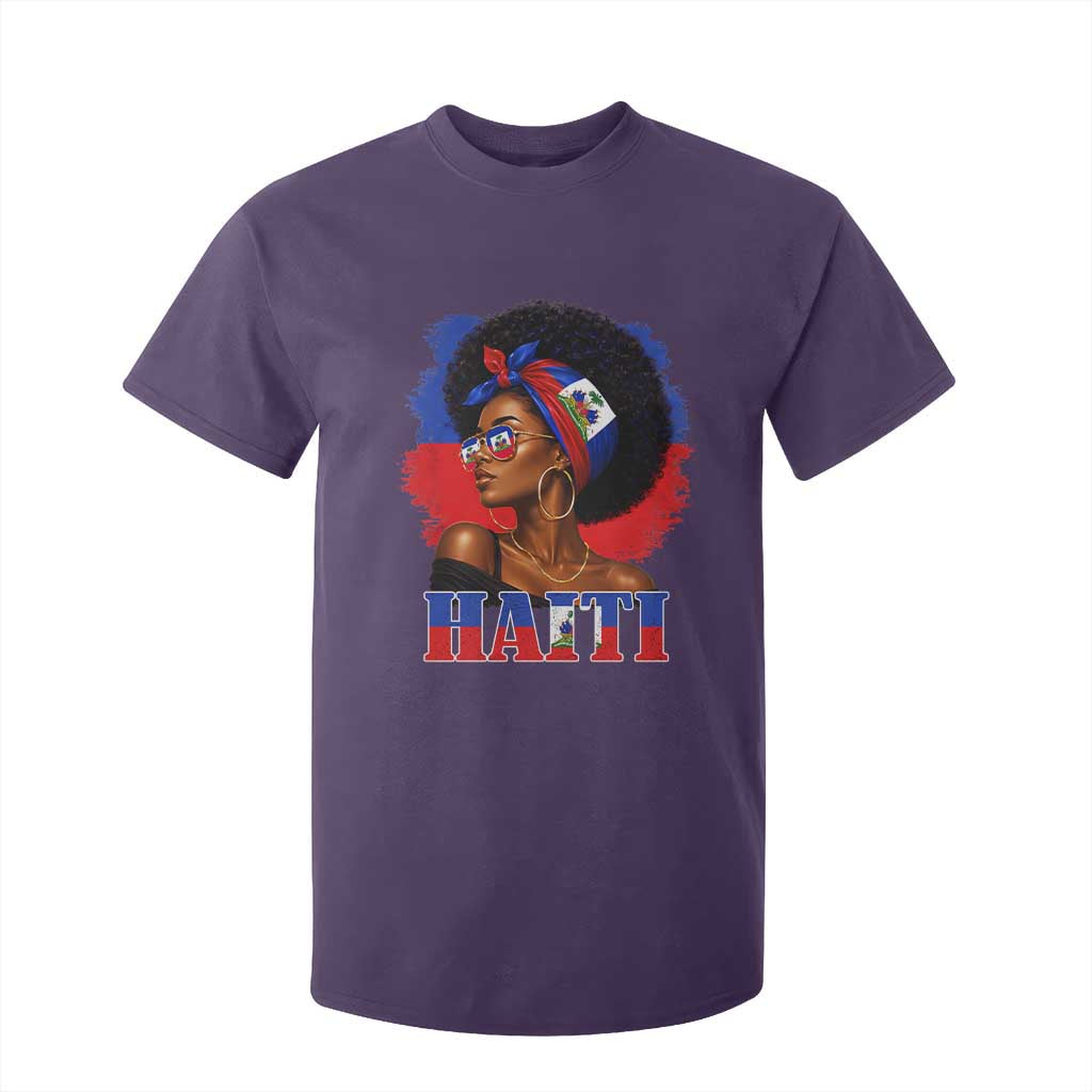 Haitian Queen Afro Melanin Graphic T Shirt For Kid Haiti Flag Heritage Pride TS02 Purple Print Your Wear