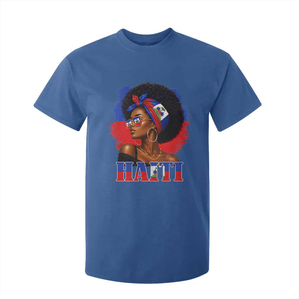 Haitian Queen Afro Melanin Graphic T Shirt For Kid Haiti Flag Heritage Pride TS02 Royal Blue Print Your Wear