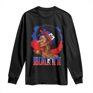 Haitian Queen Afro Melanin Graphic Long Sleeve Shirt Haiti Flag Heritage Pride TS02 Black Print Your Wear
